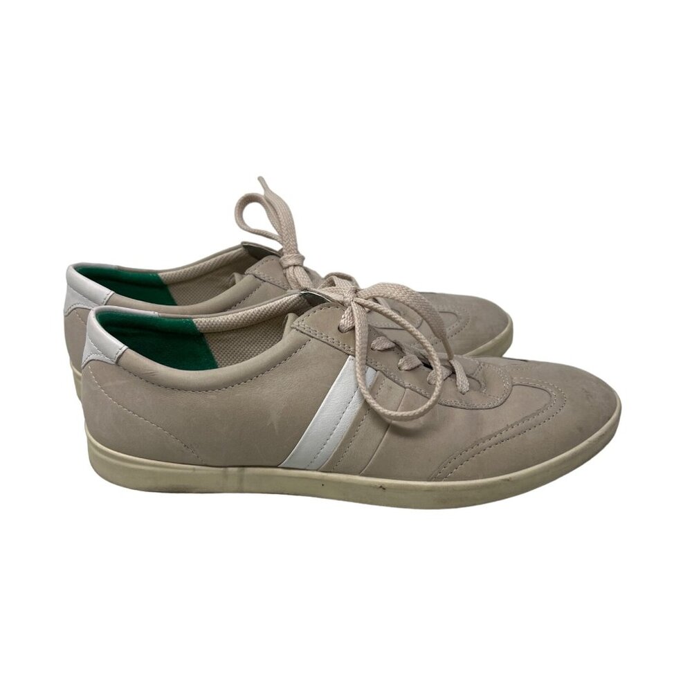 Ecco Leather Sneakers Size 40 Taupe Lace Up Neutral Comfort Casual Shoe Tan